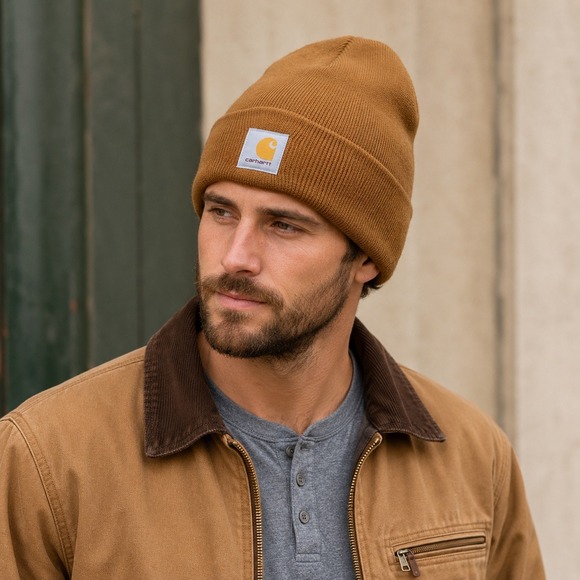 Carhartt Other - Carhartt A18 Brown Watch Hat Beanie One Size Acrylic Cuffed Knit Workwear Logo